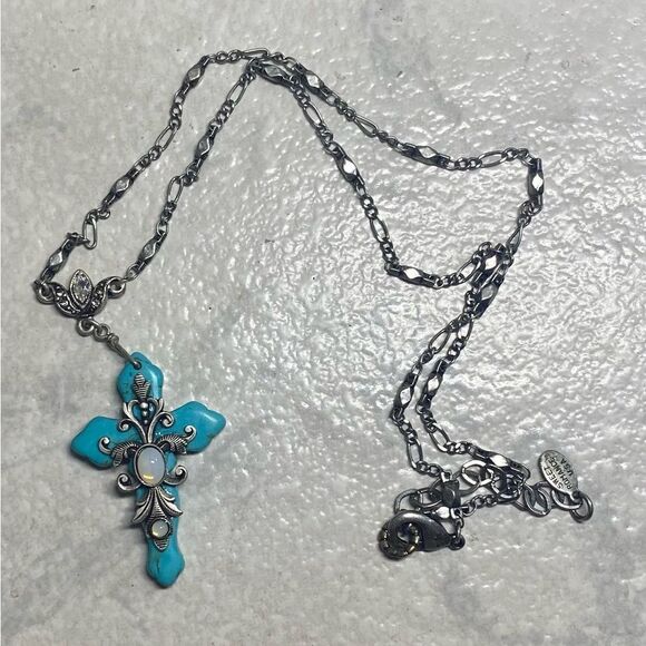 Sweet Romance Turquoise & Opal Stone Necklace - Picture 2 of 4